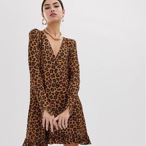 ASOS Design Leopard Print ButtonThrough Mini Dress